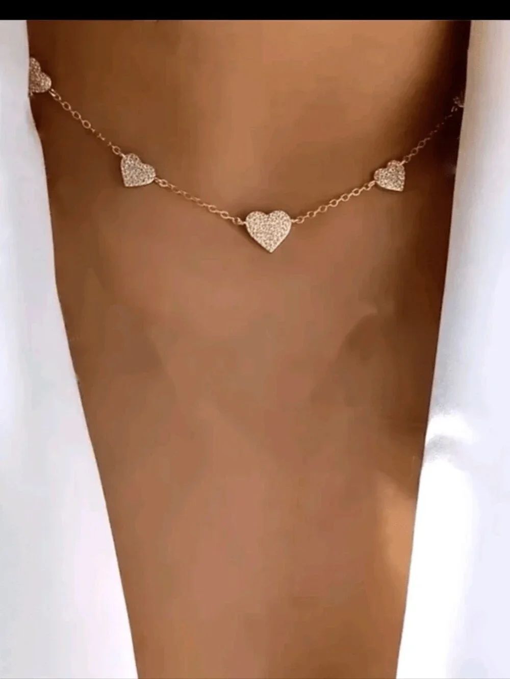 18K Gold Plated Diamond Heart Choker Necklace 